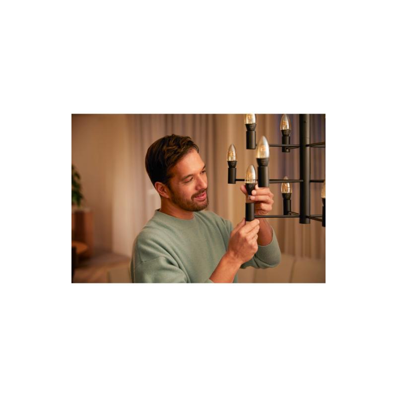 Image of Pack of 2 PHILIPS Hue 4.5W Warm White LED Filament Candle Bulbs