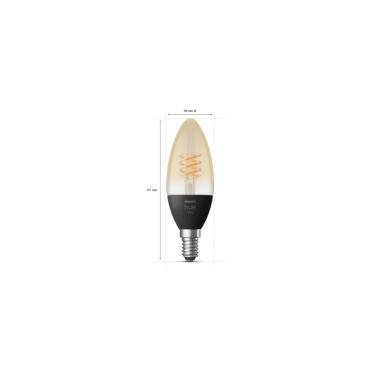 Image of Pack of 2 PHILIPS Hue 4.5W Warm White LED Filament Candle Bulbs
