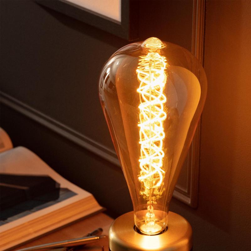 Image of 8W LED Decorative Filament ST115 Squirrel Cage Bulb Amber Big Lemon - Screw Cap