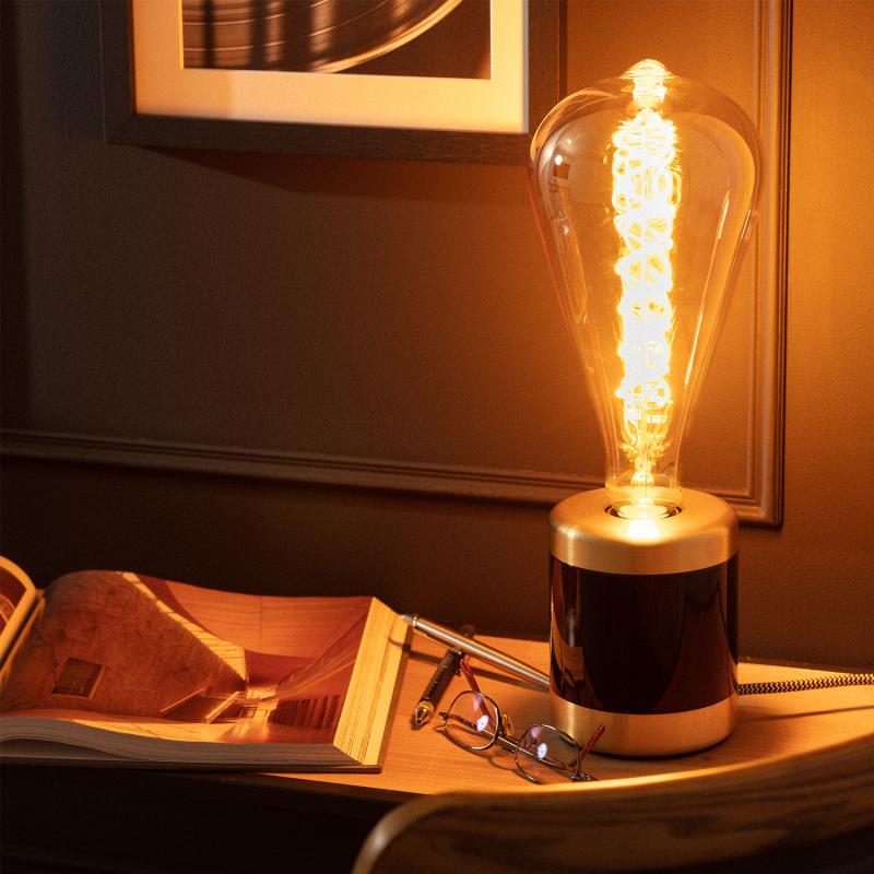 Image of 8W LED Decorative Filament ST115 Squirrel Cage Bulb Amber Big Lemon - Screw Cap