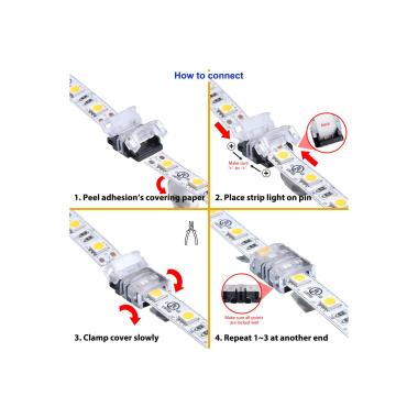 Image of Unsoldered IP20 Hippo Snap Connector to join LED Strips RGBIC