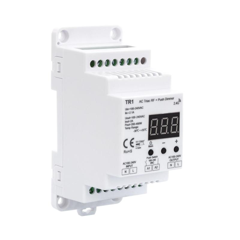 Image of TRIAC LED Dimmer RF/Pushbutton for DIN Rail