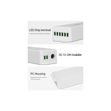 Image of 5 in 1 WiFi LED Controller for Monochrome/CCT/RGB/RGBW/RGBW/RGBWW 12/24V DC LED Strip MiBoxer