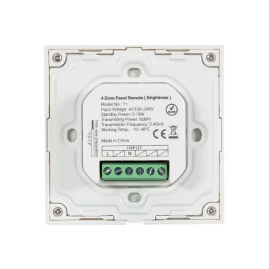 Image of Wall Mounted RF Remote for LED Monchrome 4 RF Zone Dimmers Mi Boxer T1