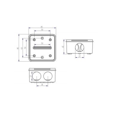 Image of Watertight Junction Derivation Box 85 x 85 x 45mm IP54