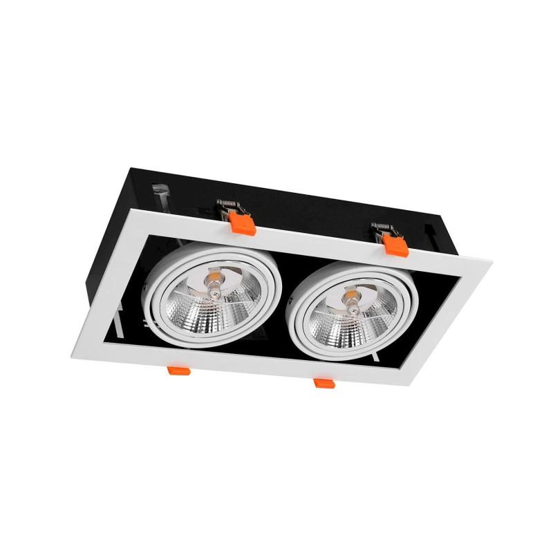 Image of Rectangular Double Adjustable Downlight Kardan Cutout 325x165mm with two 24W AR111 LED Bulb
