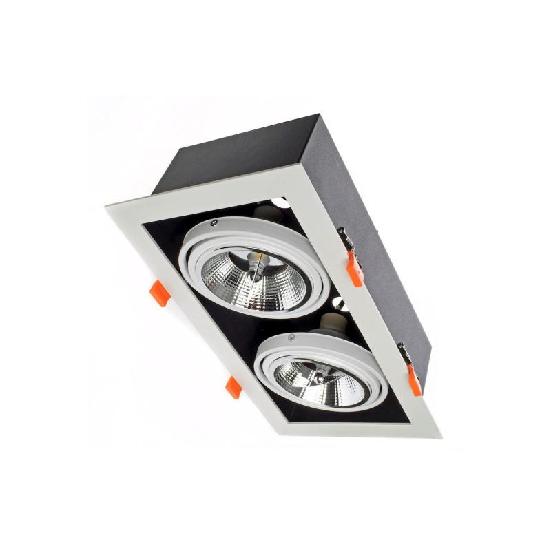 Image of Rectangular Double Adjustable Downlight Kardan Cutout 325x165mm with two 24W AR111 LED Bulb