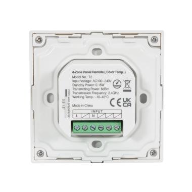 Image of Wall Mounted RF Remote for LED CCT 4 RF Zone Dimmer Mi Boxer T2
