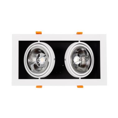 Image of Rectangular Double Adjustable Downlight Kardan Cutout 325x165mm with two 30W AR111 LED Bulb
