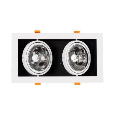 Image of Rectangular Double Adjustable Downlight Kardan Cutout 325x165mm with two 30W AR111 LED Bulb