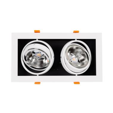 Image of Rectangular Double Adjustable Downlight Kardan Cutout 325x165mm with two 30W AR111 LED Bulb