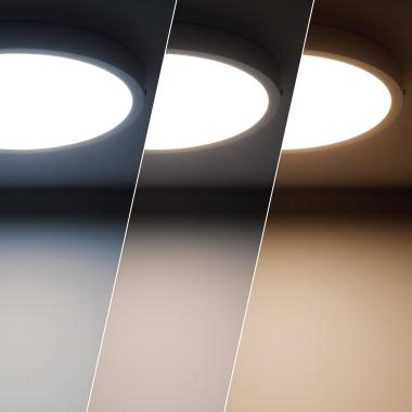 Image of Round Microprismatic 24W Colour Selectable LED Flush Ceiling Light 280mm