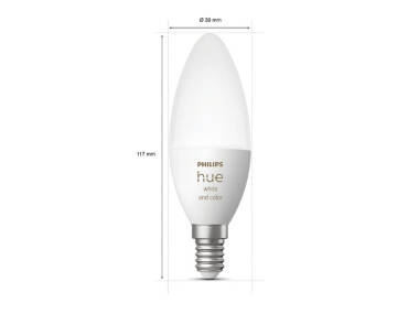 Image of PHILIPS Hue 4W Selectable Colour RGBW LED Candle Bulb - Small Screw Cap
