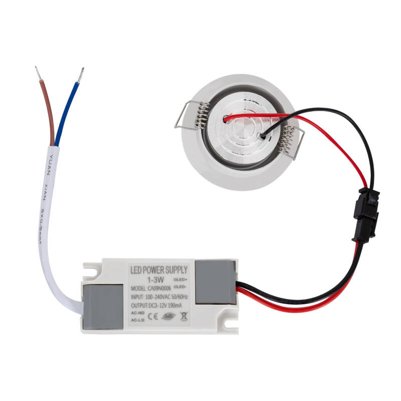 Image of Round 1W COB LED Adjustable Downlight Cutout 45mm