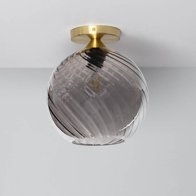 Image of Edit Kikombe Smoked Glass Ceiling Flush Light