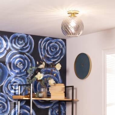 Image of Edit Kikombe Smoked Glass Ceiling Flush Light