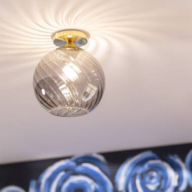 Image of Edit Kikombe Smoked Glass Ceiling Flush Light