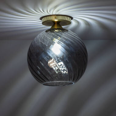 Image of Edit Kikombe Smoked Glass Ceiling Flush Light