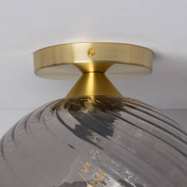 Image of Edit Kikombe Smoked Glass Ceiling Flush Light