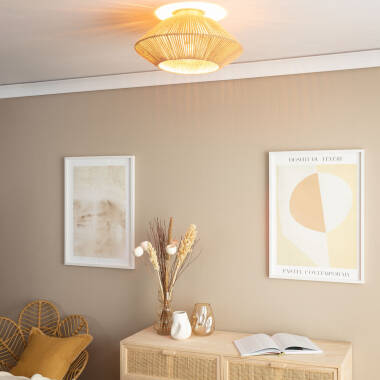 Image of Edit Big Rattan Flush Ceiling Light