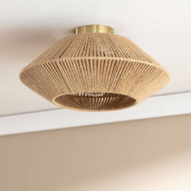 Image of Edit Big Rattan Flush Ceiling Light