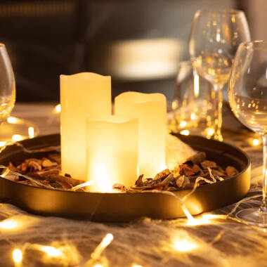 Image of Edit Pack of 3 LED Natural Wax Candle with Remote Control