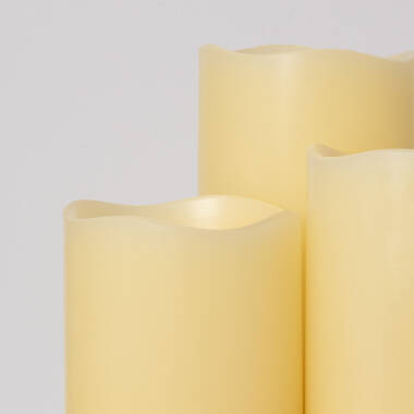 Image of Edit Pack of 3 LED Natural Wax Candle with Remote Control
