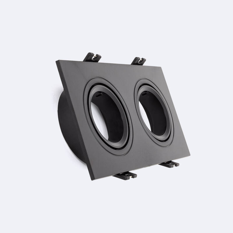 Image of Square Tilting Downlight Bezel Cutout 75x150mm for two GU10/GU5.3 LED Bulbs