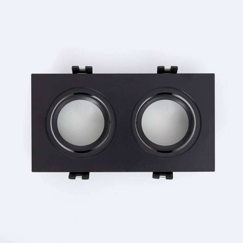 Image of Square Tilting Downlight Bezel Cutout 75x150mm for two GU10/GU5.3 LED Bulbs