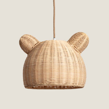 Image of Edit Teddy Bear Rattan Ceiling Pendant Light