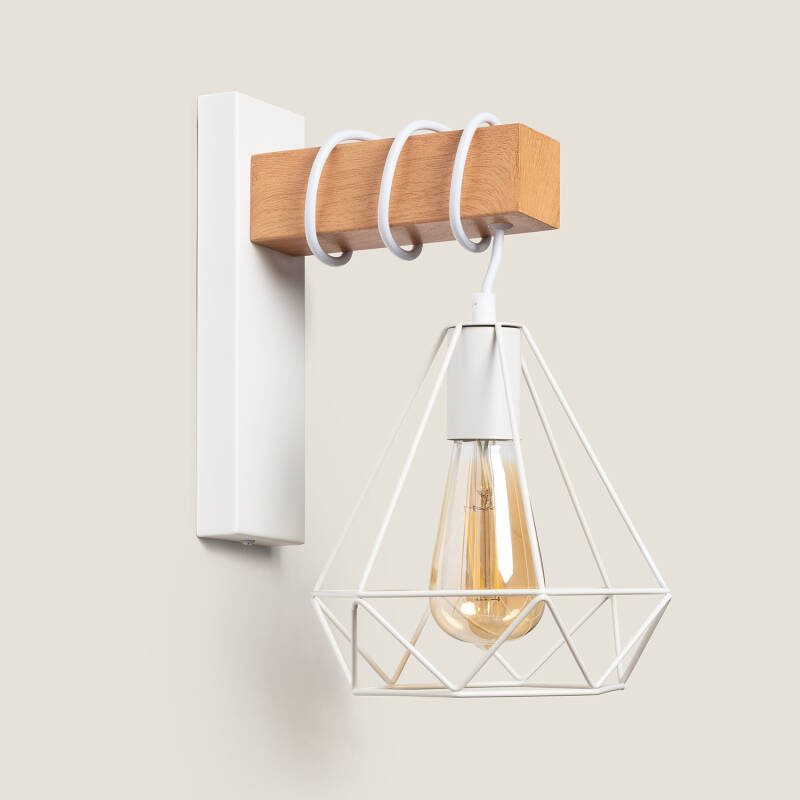 Image of Edit Sardo Geometric Wall Light With Wood Detail- Black