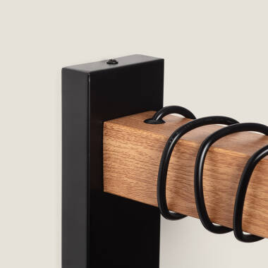 Image of Edit Sardo Geometric Wall Light With Wood Detail- Black