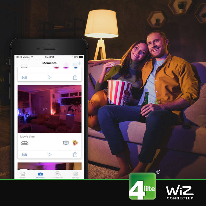 Image of WiZ 4.9W White and Colour Changing Dimmable LED Smart WiFi/Bluetooth GU10 Bulb