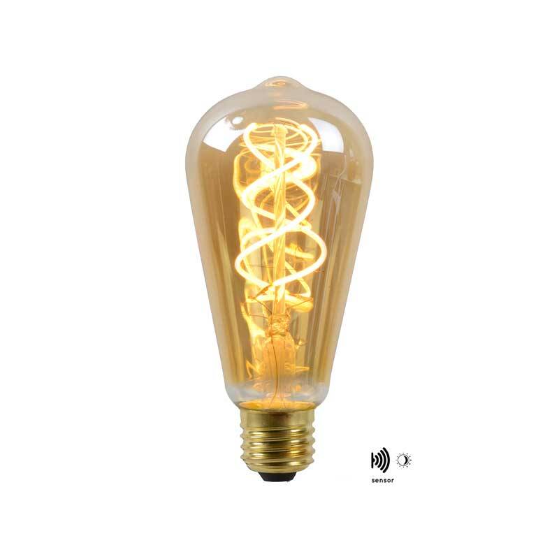 Image of Lucide 4W Very Warm White LED Decorative Filament Squirrel Cage Bulb with Dusk to Dawn Sensor