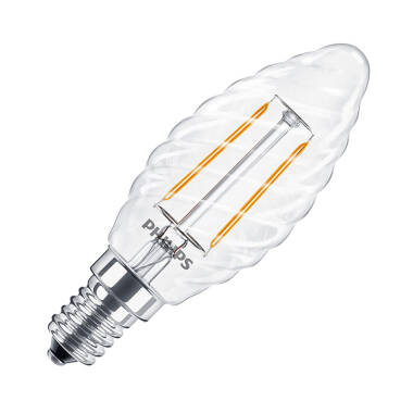 Philips CorePro 2W Warm White LED Filament Spiral Candle Bulb