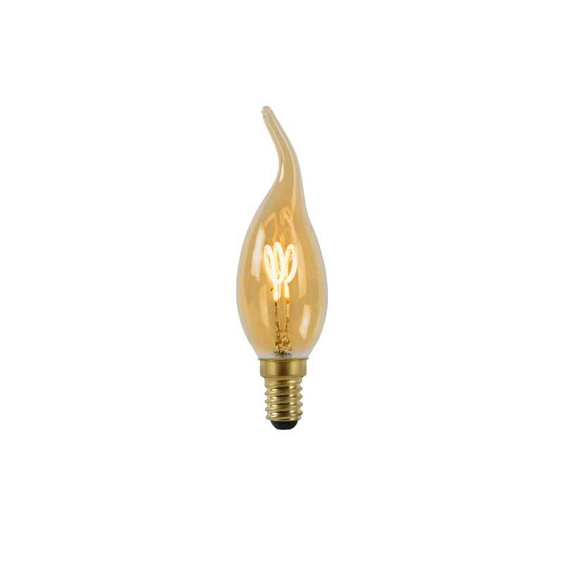 Image of Lucide 3W Very Warm White Dimmable LED Decorative Filament Bent Tip Candle Bulb