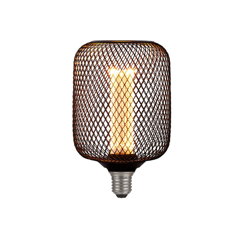 Image of Searchlight Mesh 3.5W Warm White Dimmable LED 100mm Drum Globe Bulb - Black