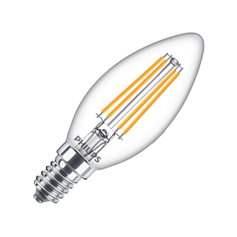 Image of Philips 6.5W LED Filament Candle Bulb - Small Screw Cap