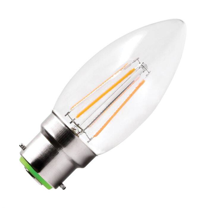 Image of Envirolight 4W Warm White Dimmable LED Decorative Filament Candle Bulb - Bayonet Cap