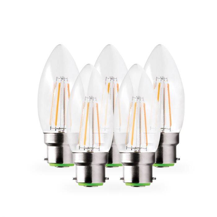 Image of Envirolight 4W Warm White Dimmable LED Decorative Filament Candle Bulb - Bayonet Cap