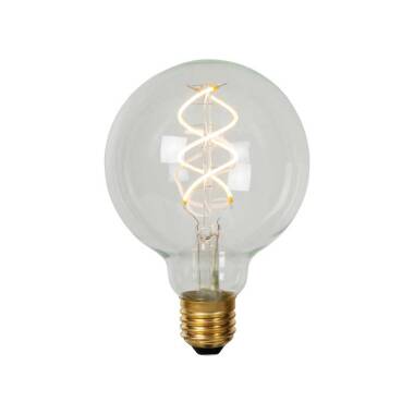 Lucide 5W Spiral LED Dimmable Clear Decorative Filament 95mm Globe Bulb - Screw Cap