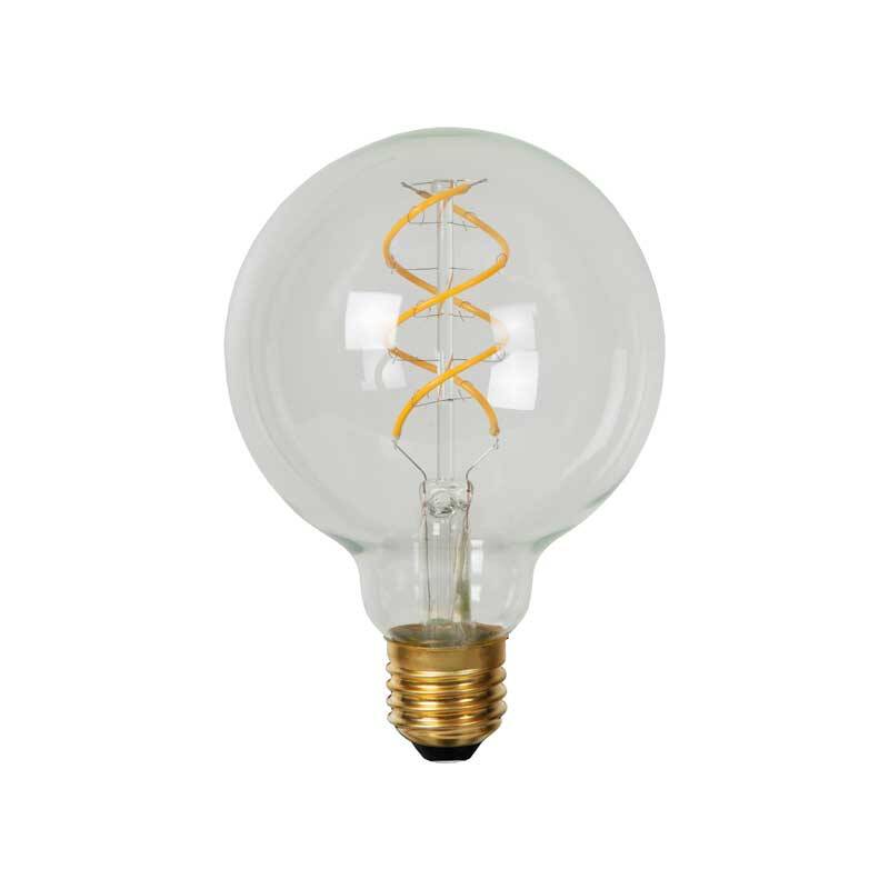 Image of Lucide 5W Spiral LED Dimmable Clear Decorative Filament 95mm Globe Bulb - Screw Cap