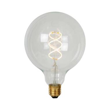 Lucide 5W Spiral LED Dimmable Clear Decorative Filament 125mm Globe Bulb - Screw Cap