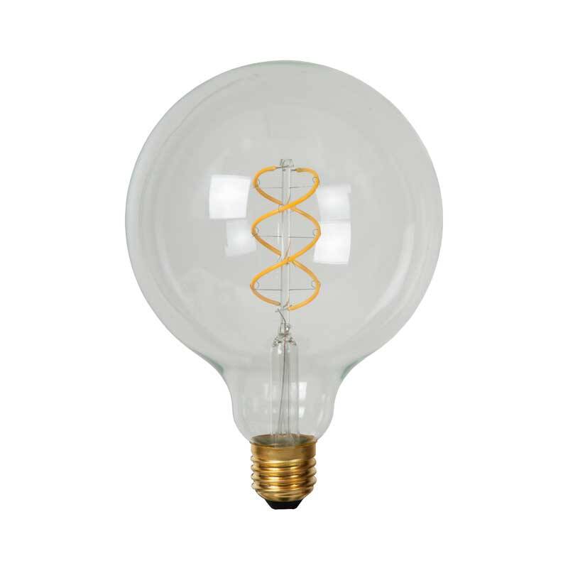 Image of Lucide 5W Spiral LED Dimmable Clear Decorative Filament 125mm Globe Bulb - Screw Cap