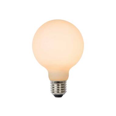 Lucide 8W LED Dimmable Opal Decorative Filament 80mm Globe Bulb - Screw Cap
