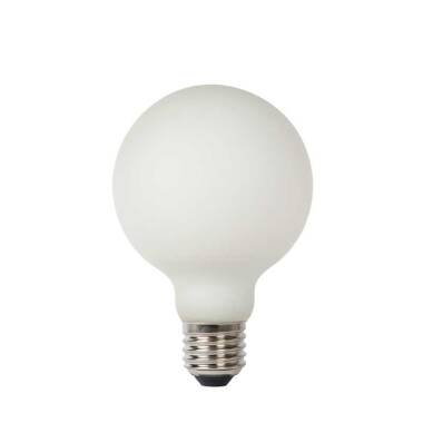 Image of Lucide 8W LED Dimmable Opal Decorative Filament 80mm Globe Bulb - Screw Cap