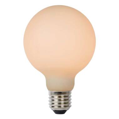 Image of Lucide 8W LED Dimmable Opal Decorative Filament 80mm Globe Bulb - Screw Cap