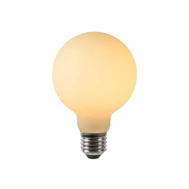 Image of Lucide 5W Dimmable LED Opal Decorative Filament 80mm Globe Bulb - Screw Cap