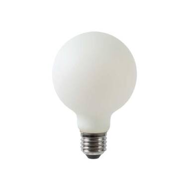 Image of Lucide 5W Dimmable LED Opal Decorative Filament 80mm Globe Bulb - Screw Cap