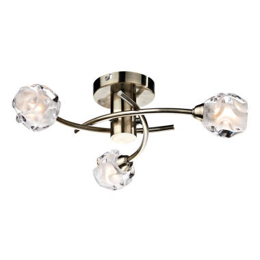 Dar Seattle 3 Light Glass Semi-Flush Ceiling Light